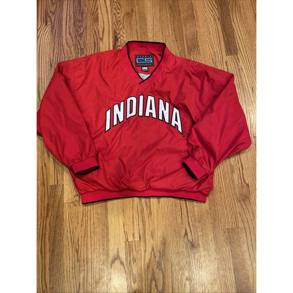 Vintage Crable Sportswear University Of Indiana Hoosiers Pullover Jacket Red XL